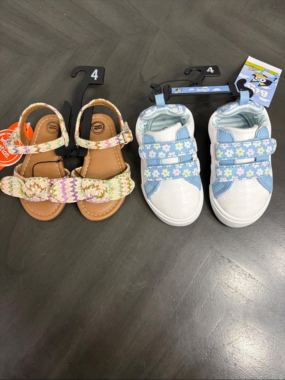 Girls Bluey Sneakers AND Pastel Braided Bow Sandals NWT - Kids Size 4